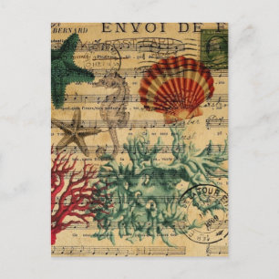 Carte Postale corail tropical romantique