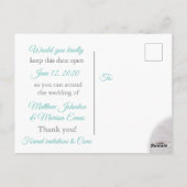 Carte Postale Corail turquoise Personnalisé Enregistrer la date  (Dos)