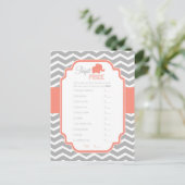 Carte Postale Coral Grey Chevron Elephant Parfait jeu de prix (Debout devant)