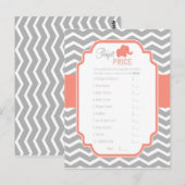 Carte Postale Coral Grey Chevron Elephant Parfait jeu de prix (Devant / Derrière)