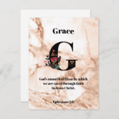 Carte Postale Coral Marble G Monogramme Écriture personnalisée (Devant / Derrière)