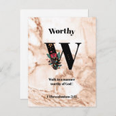 Carte Postale Coral Marble W Monogramme Écriture personnalisée (Devant / Derrière)