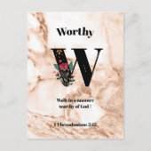 Carte Postale Coral Marble W Monogramme Écriture personnalisée (Devant)