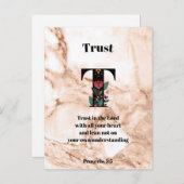 Carte Postale Coral Marbre T Monogramme Écriture personnalisée (Devant / Derrière)