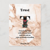 Carte Postale Coral Marbre T Monogramme Écriture personnalisée (Devant)