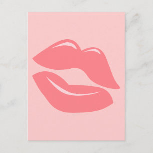 CARTE POSTALE CORAL ROSE LUSCIOUS KISS LIPS SHINY GLOSS