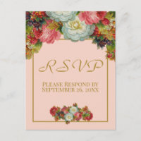 Coral rose pâle Automne Floral Mariage RSVP