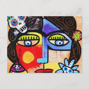 Carte Postale Coral Sugar Skull Mexican Woman