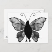 Carte Postale Corbeau à papillon noir et blanc (Devant / Derrière)