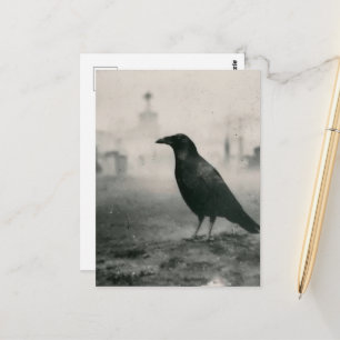 Carte Postale corbeau au cimetière dans le style vintage