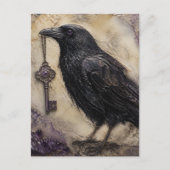 Carte Postale Corbeau avec une clé (Devant)