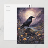 Carte Postale Corbeau dans l'aquarelle lune (Devant / Derrière)
