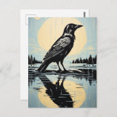 Carte Postale Corbeau dans l'eau (Devant / Derrière)