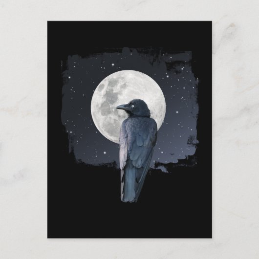 Carte Postale Corbeau de la forêt Lune froide (Devant)