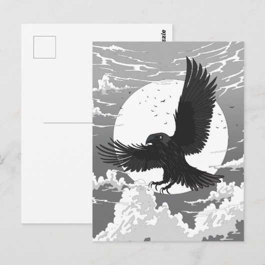 Carte Postale Corbeau et Lune (Devant / Derrière)