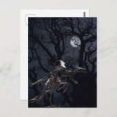 Carte Postale Corbeau et squelette de rat au clair de lune (Devant / Derrière)