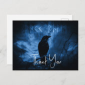 Carte Postale Corbeau noir avec runes Style Gothique sombre Merc (Devant / Derrière)