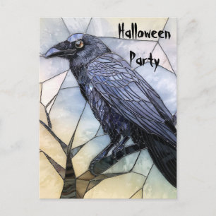 Carte Postale Corbeau noir Halloween abstrait gothique effrayant
