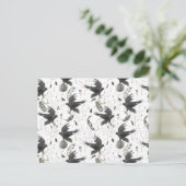 Carte Postale Corbeau noir, lune et Plante sauvage (Debout devant)