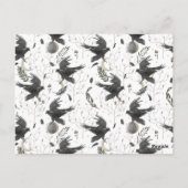 Carte Postale Corbeau noir, lune et Plante sauvage (Dos)