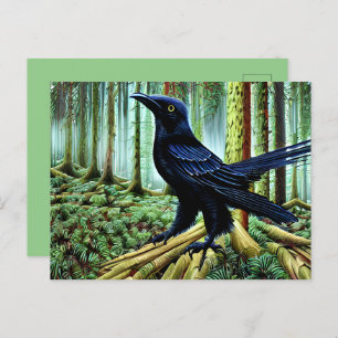 Carte Postale Corbeau noir rustique Woodland