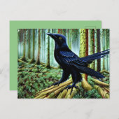 Carte Postale Corbeau noir rustique Woodland (Devant / Derrière)