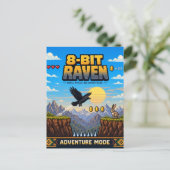 Carte Postale Corbeau, Pixel Art Rétro 8 Bits (Debout devant)
