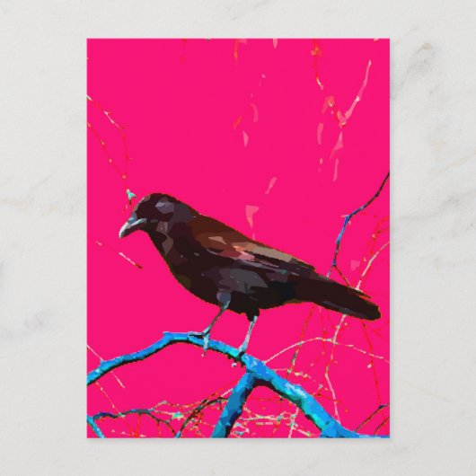 Carte Postale Corbeau rose chaud (Devant)