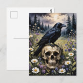 Carte Postale Corbeau sur un crâne (Devant / Derrière)