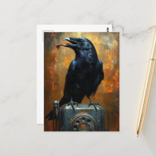 Carte Postale Corbeau sur un téléphone Vintage