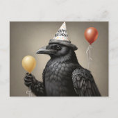 Carte Postale Corbeau tenant un ballon jaune heureux casquette d (Devant)