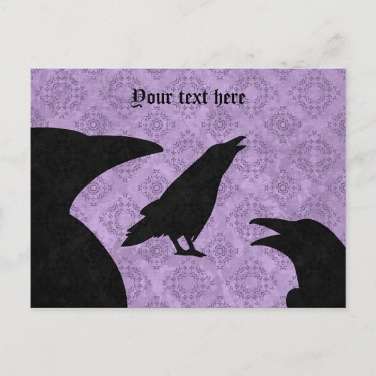 Carte Postale corbeaux gothiques noirs et violets (Devant)