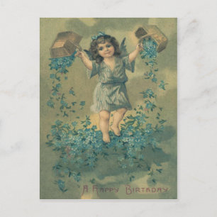 Carte Postale Corbeille de chérubin ange Ne m'oubliez pas