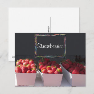 Carte postale - Corbeilles de fraises avec enseign