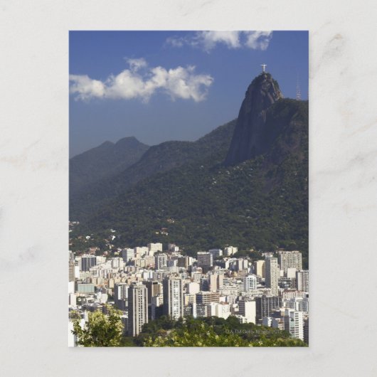 Carte Postale Corcovado surplombant Rio de Janeiro, Brésil (Devant)