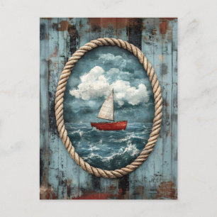 Carte Postale Corde de bateau à voile Bordure Rustique Nautique