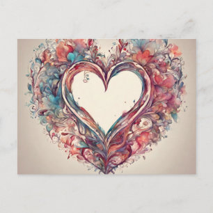 Carte Postale Cordes sensibles - peinture de cœur à l'aquarelle