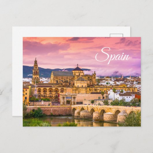 Carte Postale Cordoue, Espagne Belle vue coucher de soleil (Devant / Derrière)