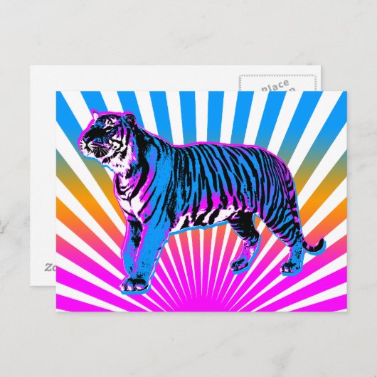 Carte Postale Corey Tiger 80s Retro Tiger Soleil Levant (Devant / Derrière)