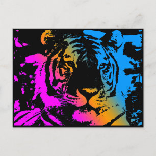 Carte Postale COREY TIGER '80s RÉTRO VISAGE DE TIGRE PSYCHEDELIC
