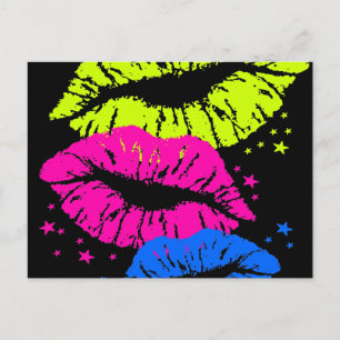 Carte Postale Corey Tiger 80s Vintage Lips & Stars Kisses
