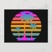 CARTE POSTALE COREY TIGER RETRO SUNSET PALMIERS (Devant)