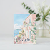 Carte Postale Corfou Grèce Aquarelle Peinture Voyage (Debout devant)