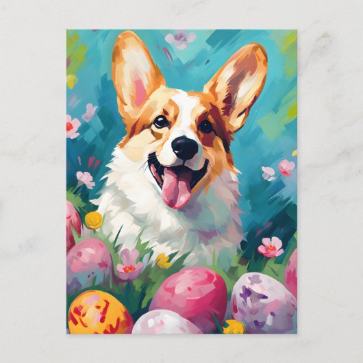 Carte Postale Corgi Bonne Pâques (Devant)