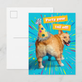 Carte Postale Corgi Butt Birthday Hat (Devant / Derrière)
