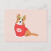 Carte Postale Corgi cardigan gallois à fleurs mignonnes (Devant)