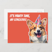 Carte Postale Corgi C'est fête d'anniversaire mon corgeous (Devant / Derrière)