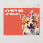 Carte Postale Corgi C'est fête d'anniversaire mon corgeous (Devant)