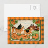 Carte postale Corgi Citrouille Patch (Devant / Derrière)