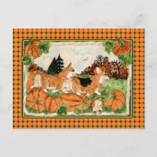 Carte postale Corgi Citrouille Patch (Devant)
